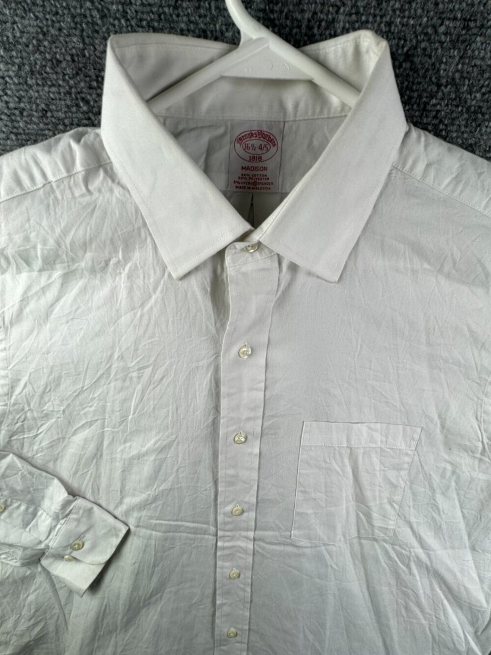 Brooks Brothers Long Sleeve Button Up Shirt 16.5 34/35 Madison Stretch Spandex